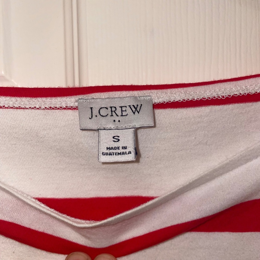 J.Crew‎ Re-Imagined Red White Striped Boatneck Long Sleeve Cotton Tee AW619 SP21 - Picture 3 of 6